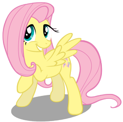 Size: 10000x9920 | Tagged: safe, artist:bronyvectors, fluttershy, pegasus, pony, absurd resolution, cute, raised hoof, shyabetes, simple background, smiling, solo, spread wings, transparent background, wings