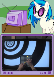 Size: 564x800 | Tagged: safe, dj pon-3, vinyl scratch, pony, unicorn, ableton live, daft punk, exploitable meme, jack conte, mash up, skrillex, tv meme