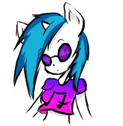 Size: 562x577 | Tagged: safe, dj pon-3, vinyl scratch, anthro, ambiguous facial structure, solo