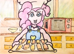 Size: 1984x1440 | Tagged: safe, artist:tanishi194, pinkie pie, human, food, humanized, pie, solo