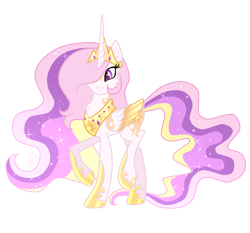 Size: 1111x1036 | Tagged: safe, artist:sugaryicecreammlp, princess celestia, alicorn, pony, alternate design, crown, female, mare, peytral, regalia, simple background, solo, transparent background, two toned wings