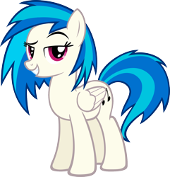 Size: 1280x1326 | Tagged: safe, artist:flamelauncher14, dj pon-3, vinyl scratch, pegasus, pony, cutie mark, dreamworks face, female, hooves, mare, race swap, recolor, simple background, smiling, smirk, solo, teeth, transparent background, vector, wings