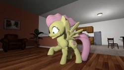 Size: 1280x720 | Tagged: safe, artist:dragonboi471, fluttershy, pegasus, pony, 3d, gmod, muscles, muscleshy, solo