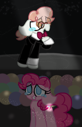 Size: 1102x1710 | Tagged: safe, artist:thefanficfanpony, pinkie pie, svengallop, earth pony, pony, crying, female, mare, pink coat, pink mane