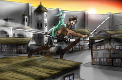 Size: 1100x726 | Tagged: safe, artist:nova-w-hoof, lyra heartstrings, human, attack on titan, crossover, eren jaeger