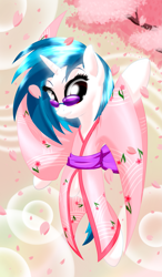 Size: 1599x2737 | Tagged: safe, artist:mykegreywolf, dj pon-3, vinyl scratch, pony, unicorn, kimono (clothing), solo