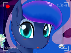 Size: 1600x1200 | Tagged: safe, artist:vanillafox2035, princess celestia, princess luna, alicorn, pony, blushing, camera, camera shot, cute, female, giggling, laughing, looking at you, lunabetes, mare, offscreen character, open mouth, pov, recording, smiling, webcam, wide eyes
