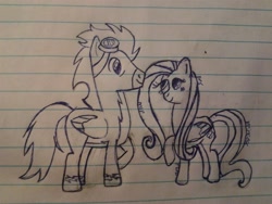 Size: 2048x1536 | Tagged: safe, artist:mlpandlpsprincess, fluttershy, soarin', pegasus, pony, couple, drawing, female, lined paper, male, shipping, simple background, soarinshy, straight, traditional art