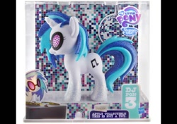 Size: 540x380 | Tagged: safe, dj pon-3, vinyl scratch, pony, unicorn, comic con, disco, disco ball, figure, glitter, hasbro, holes, not toy, official, toy, turntable