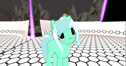 Size: 1368x715 | Tagged: safe, lyra heartstrings, pony, unicorn, blushing, female, horn, mare, second life, solo