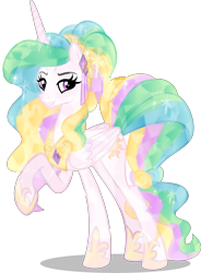 Size: 5000x6800 | Tagged: safe, artist:orin331, princess celestia, alicorn, crystal pony, pony, absurd resolution, alternate hairstyle, crystal alicorn, crystallized, female, hoof shoes, lidded eyes, mare, raised hoof, simple background, solo, transparent background, vector