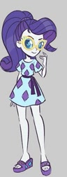 Size: 175x456 | Tagged: safe, alternate version, artist:kora kosicka, rarity, better together, equestria girls, spring breakdown, clothes, feet, glasses, legs, ponytail, sandals, skirt, smiling, solo