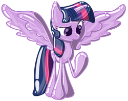 Size: 1303x1025 | Tagged: safe, artist:riokenng3, derpibooru import, twilight sparkle, twilight sparkle (alicorn), alicorn, pony, awa awa no mi, clean, commission, golden awa, one piece, shiny, smooth, solo, spell, squeaky, transformation, wings