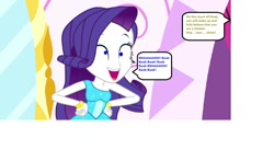 Size: 1315x720 | Tagged: safe, edit, edited screencap, screencap, rarity, bird, chicken, eqg summertime shorts, equestria girls, make up shake up, adorasexy, clothes, crossed arms, cute, derp, dress, fall formal outfits, humiliation, hypno eyes, hypnosis, hypnotized, implied oc, offscreen character, sexy, solo, story included, text box