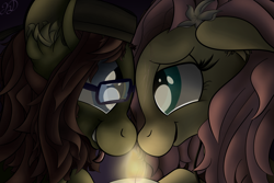 Size: 3000x2000 | Tagged: safe, artist:kayosdrive, fluttershy, oc, oc:kay, pegasus, pony, candlelight, canon x oc, ear fluff, female, flower, glasses, hat, jewelry, kayshy, male, necklace, romance, shipping, straight, tongue out