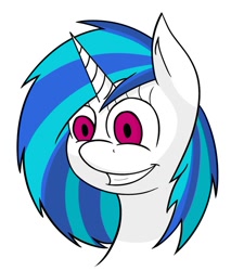 Size: 824x969 | Tagged: safe, artist:moonshine, dj pon-3, vinyl scratch, pony, unicorn, bust, face, portrait, simple background, slasher smile, solo