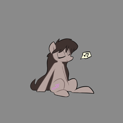 Size: 1280x1280 | Tagged: safe, artist:owl-eyes, octavia melody, earth pony, pony, cute, eyes closed, female, gray background, long mane, mare, messy mane, music notes, pictogram, simple background, sitting, smiling, solo, speech bubble, tavibetes