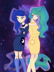 Size: 810x1080 | Tagged: safe, artist:my-little_kotic, princess celestia, princess luna, human, humanized