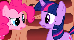 Size: 1099x597 | Tagged: safe, derpibooru import, screencap, pinkie pie, twilight sparkle, earth pony, pony, unicorn, sonic rainboom (episode), duo, female, mare