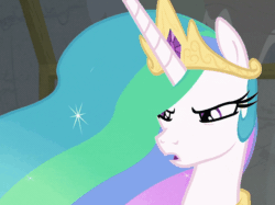 Size: 750x561 | Tagged: safe, screencap, princess celestia, alicorn, pony, horse play, angry, animated, cropped, female, gif, mare, offended, talking