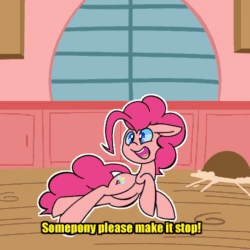 Size: 500x500 | Tagged: safe, artist:koportable, pinkie pie, earth pony, pony, animated, dragon ball z, gif, reaction image, solo
