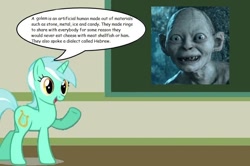 Size: 886x588 | Tagged: safe, lyra heartstrings, chalkboard, golem, gollum, hebrew, human studies101 with lyra, judaism, lord of the rings, meme