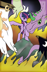 Size: 3850x5950 | Tagged: safe, artist:dragmodnotloc, derpibooru import, spike, twilight sparkle, twilight sparkle (alicorn), alicorn, dragon, pony, female, mare, the end times