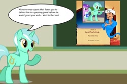 Size: 886x588 | Tagged: safe, lyra heartstrings, pony, unicorn, akinator, female, horn, human studies101 with lyra, mare, meme