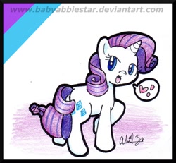 Size: 1318x1217 | Tagged: safe, artist:babyabbiestar, rarity, pony, unicorn, solo, traditional art