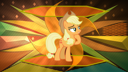 Size: 3840x2160 | Tagged: safe, artist:estories, artist:laszlvfx, derpibooru import, edit, applejack, earth pony, pony, bedroom eyes, high res, smiling, solo, wallpaper, wallpaper edit