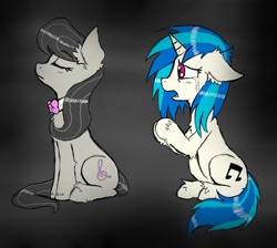 Size: 950x850 | Tagged: safe, artist:ichibangravity, dj pon-3, octavia melody, vinyl scratch, earth pony, pony, bowtie, broken record (comic), chest fluff, crying, ear fluff, sad, unshorn fetlocks