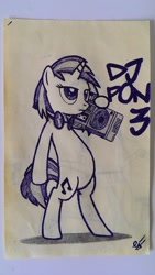 Size: 1520x2688 | Tagged: safe, artist:erikngn, dj pon-3, vinyl scratch, pony, bipedal, boombox, solo, traditional art