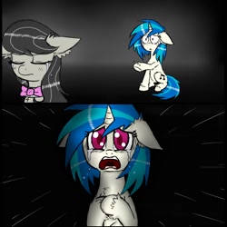 Size: 950x950 | Tagged: safe, artist:ichibangravity, dj pon-3, octavia melody, vinyl scratch, earth pony, pony, broken record (comic), crying, heartbreak, sad