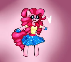 Size: 1256x1100 | Tagged: safe, artist:saturnita23, pinkie pie, pony, bipedal, clothes, cute, shirt, skirt, smiling, solo