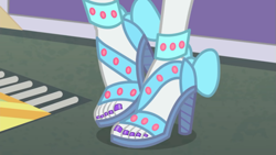 Size: 853x480 | Tagged: safe, edit, edited screencap, screencap, rarity, better together, equestria girls, rollercoaster of friendship, close-up, clothes, feet, high heels, human feet, legs, nail polish, open-toed shoes, pictures of legs, sandals, shoes, toenail polish, toenails, toes