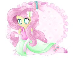 Size: 1280x989 | Tagged: safe, artist:pinkprincessblossom, fluttershy, equestria girls, alternate universe, blushing, clothes, cute, dress, evening gloves, female, gloves, long gloves, shyabetes, smiling, solo