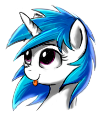 Size: 505x605 | Tagged: safe, artist:junkiekb, dj pon-3, vinyl scratch, pony, unicorn, nose wrinkle, solo, tongue out