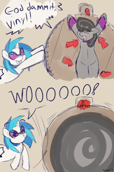 Size: 750x1125 | Tagged: safe, artist:skoon, dj pon-3, octavia melody, vinyl scratch, earth pony, pony, imminent vomiting, vulgar