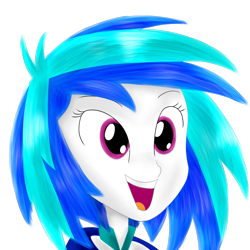 Size: 2000x2000 | Tagged: safe, artist:dragonfoorm, dj pon-3, vinyl scratch, equestria girls, :d, happy, simple background, solo, transparent background