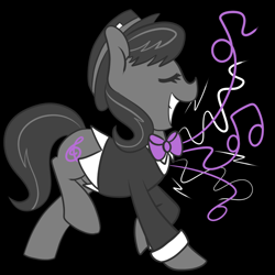 Size: 700x700 | Tagged: safe, artist:soullessteddybear, octavia melody, earth pony, pony, clothes, hat, music notes, solo, tuxedo