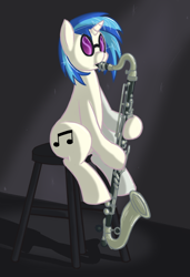 Size: 970x1420 | Tagged: safe, artist:hamflo, dj pon-3, vinyl scratch, pony, unicorn, bass clarinet, solo