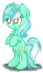 Size: 595x1000 | Tagged: safe, artist:kristysk, lyra heartstrings, pony, bipedal, solo