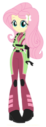 Size: 1214x3312 | Tagged: safe, artist:pyrus-leonidas, fluttershy, equestria girls, clothes, looking at you, simple background, smiling, solo, spacesuit, standing, transparent background, ultra galaxy mega monster battle