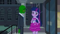 Size: 1920x1080 | Tagged: safe, derpibooru import, edit, edited screencap, screencap, twilight sparkle, oc, oc:anon, equestria girls, equestria girls (movie), bare shoulders, fall formal, sleeveless, strapless