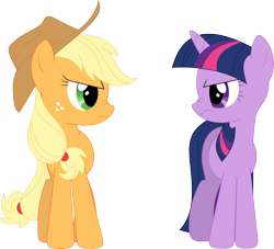 Size: 3584x3258 | Tagged: safe, artist:porygon2z, applejack, twilight sparkle, earth pony, pony, suited for success, frown, nose wrinkle, scrunch battle, simple background, transparent background, vector