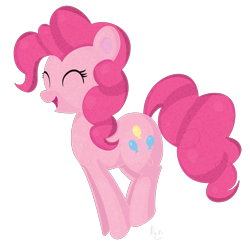 Size: 2225x2159 | Tagged: safe, artist:ilynalta, pinkie pie, earth pony, pony, eyes closed, happy, high res, pronking, simple background, solo, transparent background