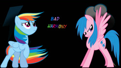 Size: 1366x768 | Tagged: safe, artist:invader-zil, derpibooru import, firefly, rainbow dash, pegasus, pony, wallpaper