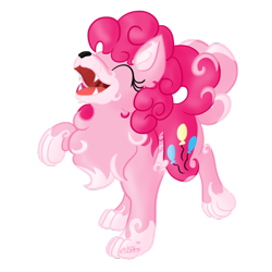 Size: 1024x1024 | Tagged: safe, artist:usagi-zakura, pinkie pie, wolf, fluffy, my little wolf, solo, species swap