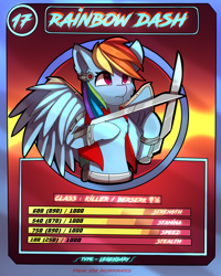 Size: 2000x2500 | Tagged: safe, artist:freak-side, derpibooru import, rainbow dash, pegasus, pony, card, solo