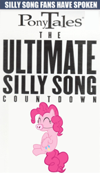 Size: 1240x2136 | Tagged: artist needed, safe, edit, pinkie pie, earth pony, pony, series:pony tales, baby cakes, eyes closed, female, impact font, logo parody, mare, oink oink oink, pig nose, piggie pie, piggy dance, pinkie being pinkie, silly songs with pinkie, solo, the ultimate silly song countdown, vector, veggietales
